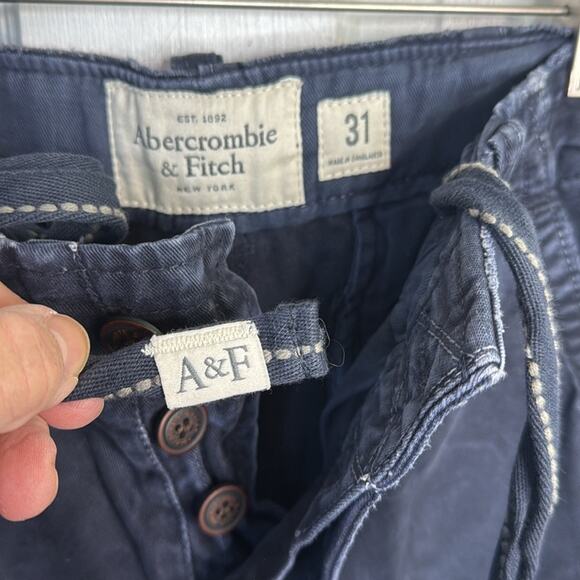 Abercrombie & Fitch Men's Navy Distressed Cargo Button-fly Shorts M-222 Sz 31 - Picture 5 of 9